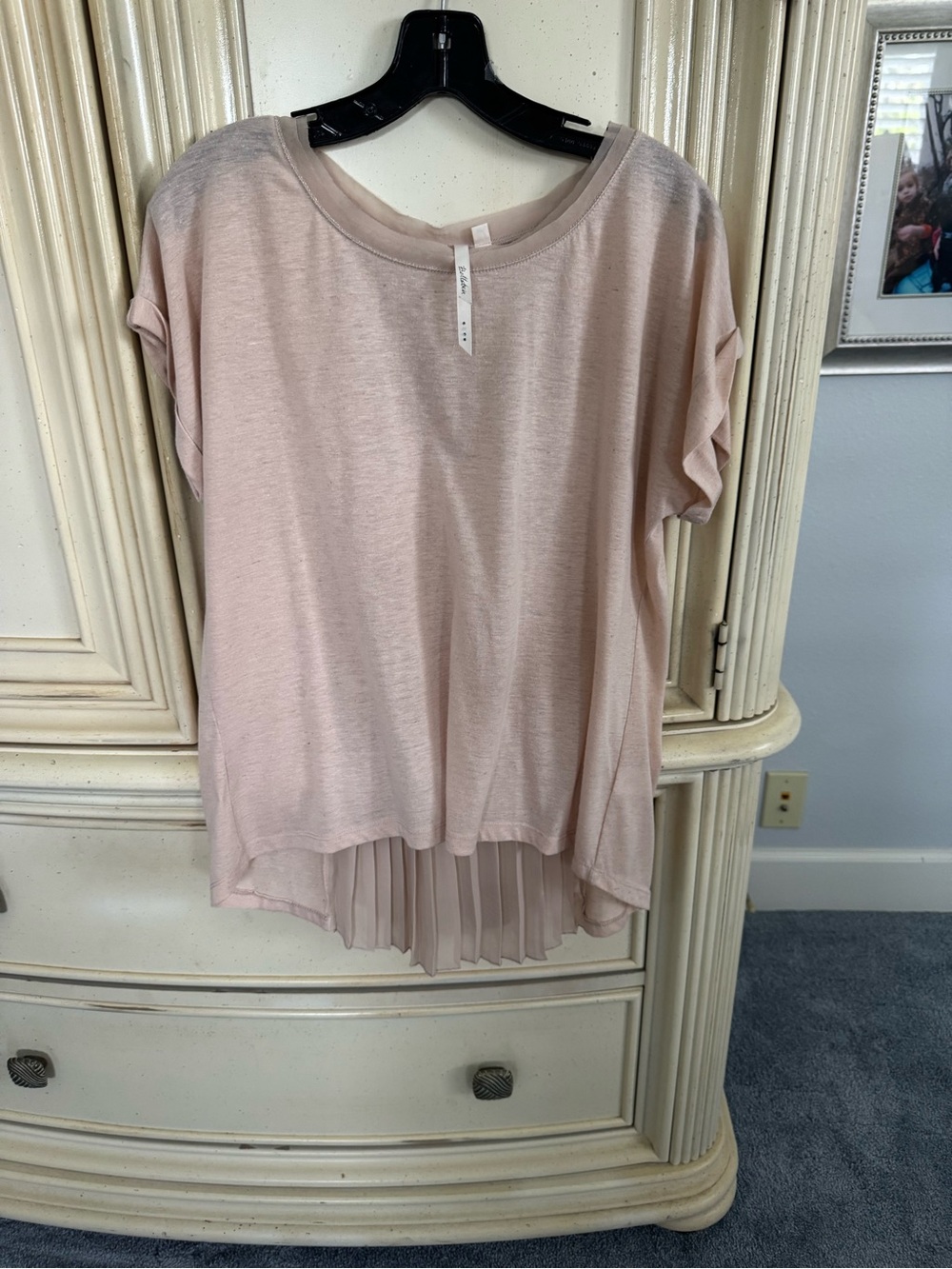 Bellatrix Blush Pink Short Sleeve Top with Pleated Back